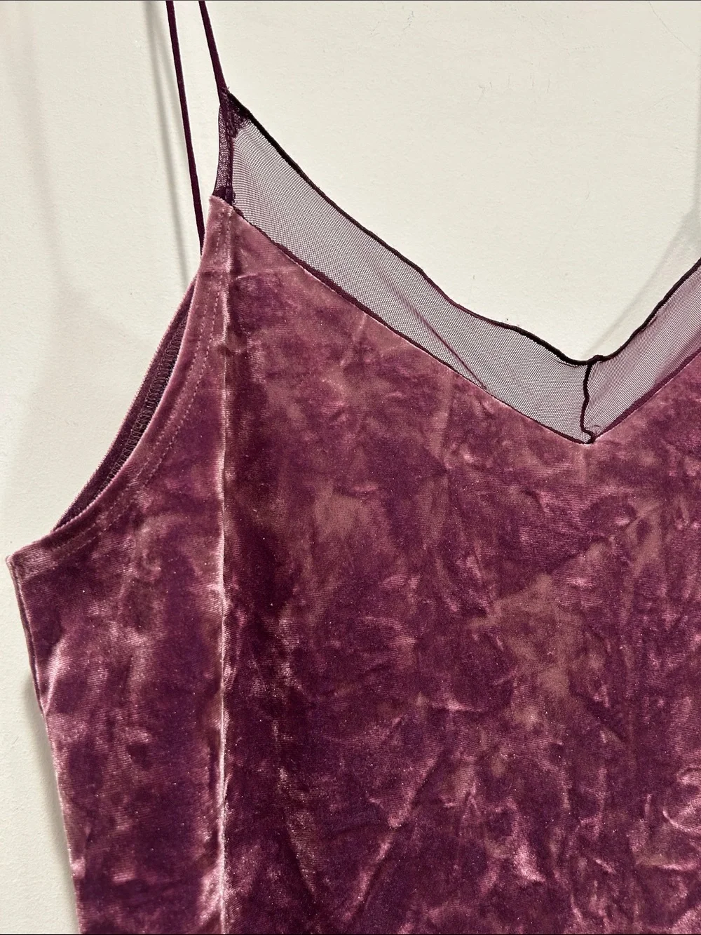 Vintage Y2K Lilac Wine Velvet Slip Mini Dress in Dusty Plum large women’s purple - Picture 3 of 7